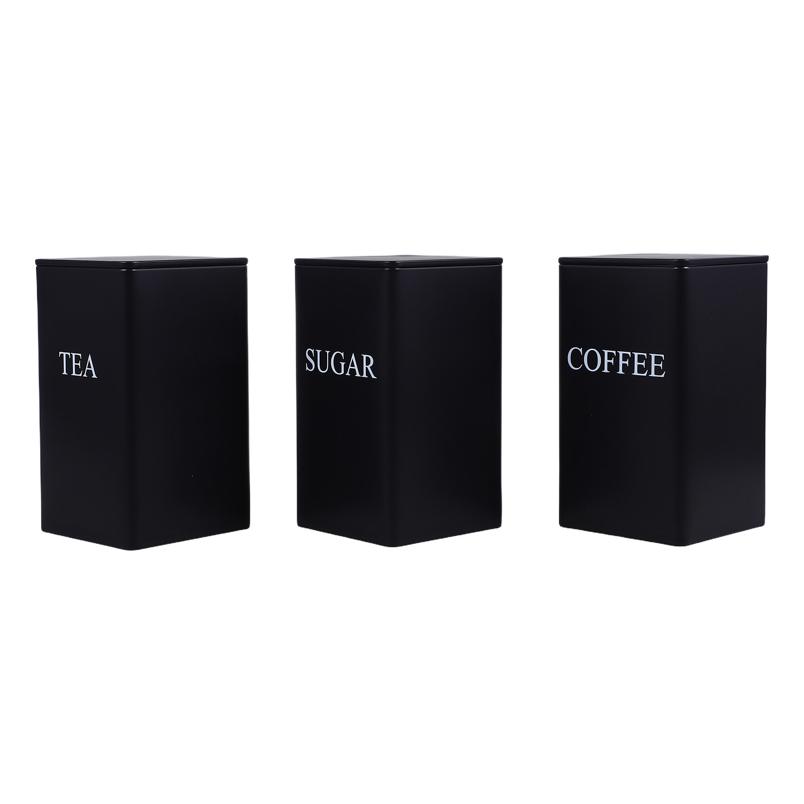 Coffee Tea Organizer - 3개입 밀폐형 금속 주방 용기, 사각형