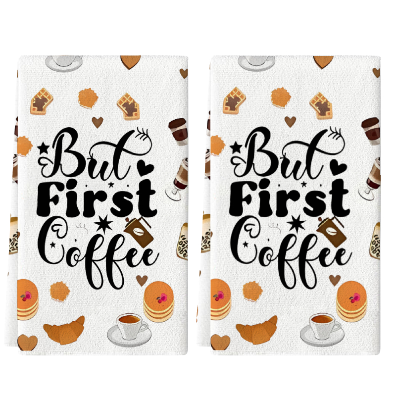 Coffee Tea Good Morning - 2개, 굿모닝 커피 브레드 키친 타월,
