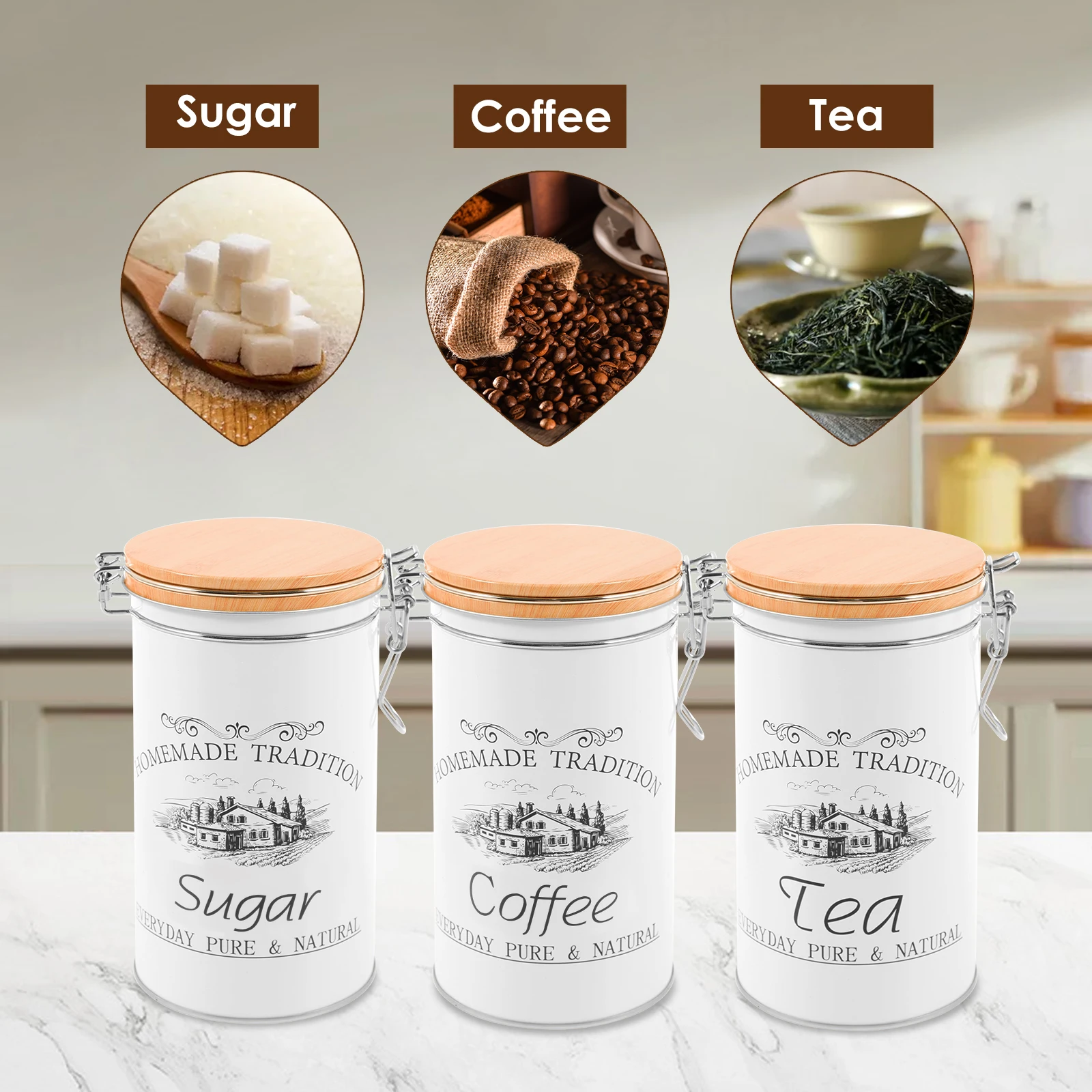 3개 세트 차 커피 설탕 용기 금속 커피 원두 보관 용 - Coffee Tea Jar Set 리뷰 및 가격