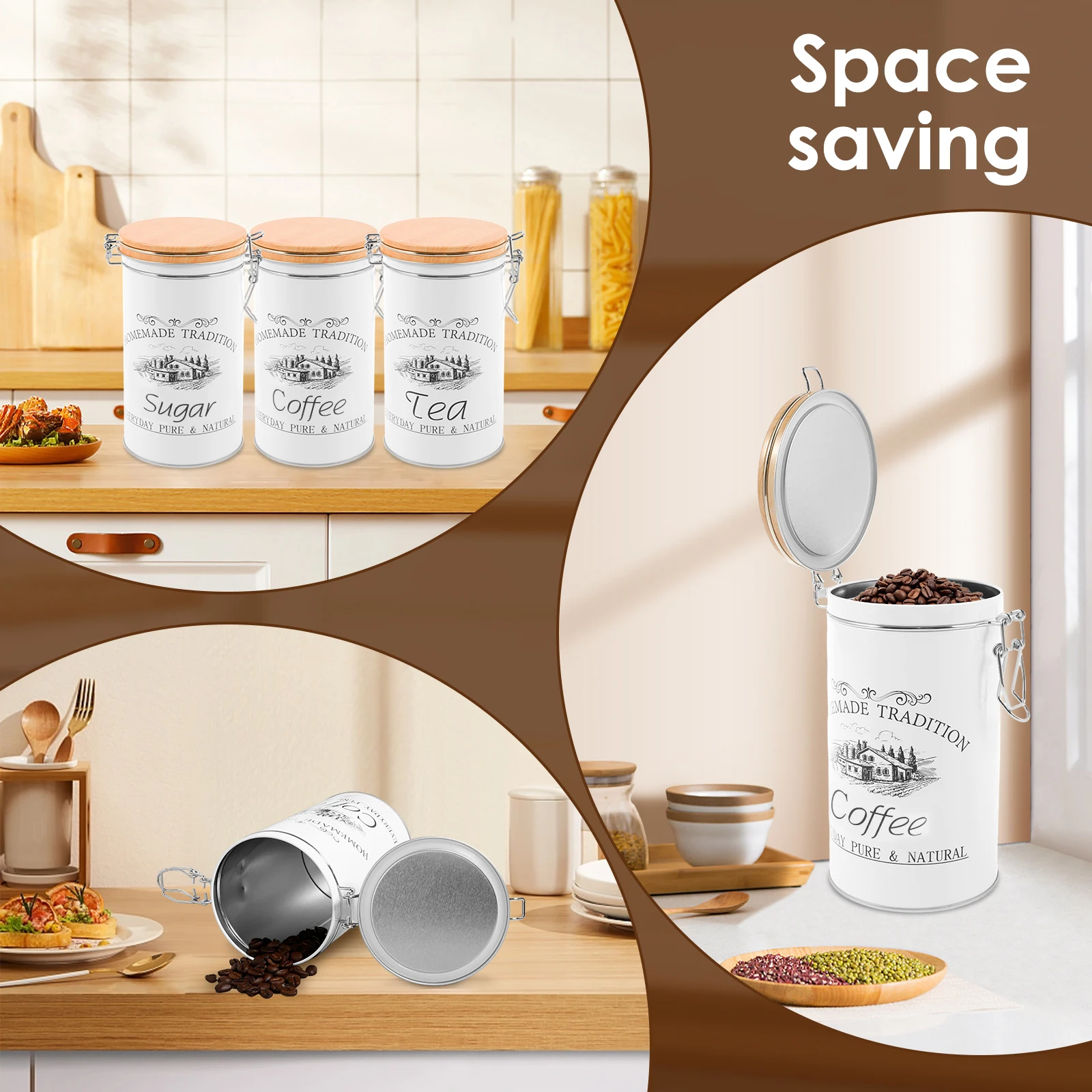 3개 세트 차 커피 설탕 용기 금속 커피 원두 보관 용 - Coffee Tea Jar Set 리뷰 및 가격