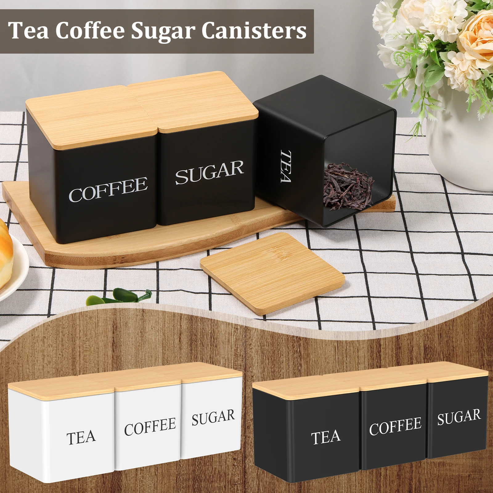 3개 세트 500ml 차/설탕/커피 보관 용기, 대나무 - Coffee Tea Jar Set 리뷰 및 가격