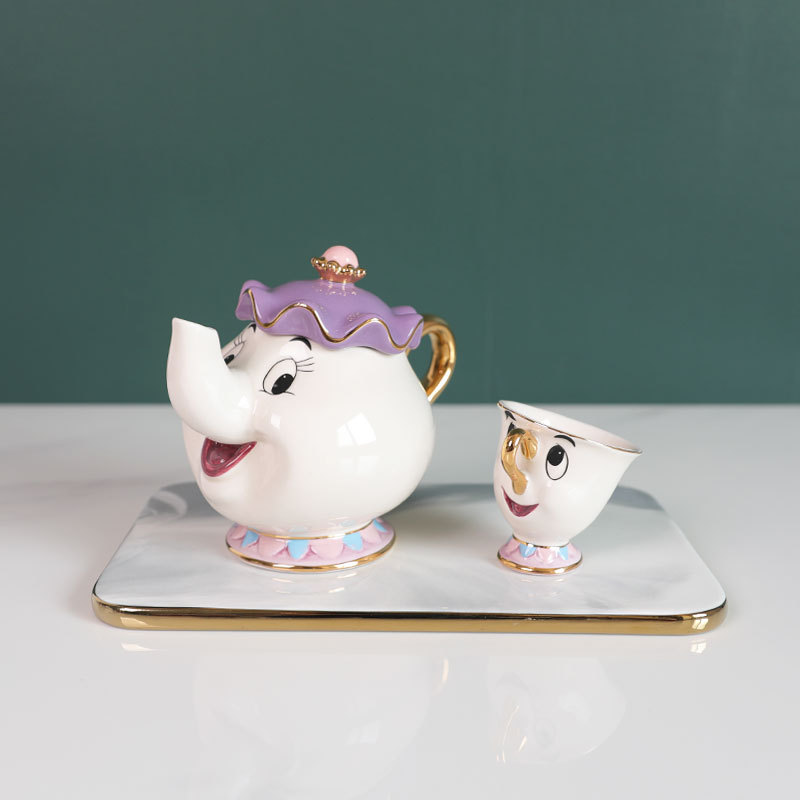 뜨거운 차 주전자 만화 미녀와 야수 커피 포트 머그컵  - Coffee Tea Jar Set 리뷰 및 가격