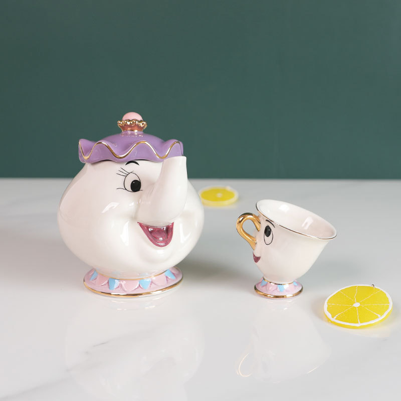 뜨거운 차 주전자 만화 미녀와 야수 커피 포트 머그컵  - Coffee Tea Jar Set 리뷰 및 가격