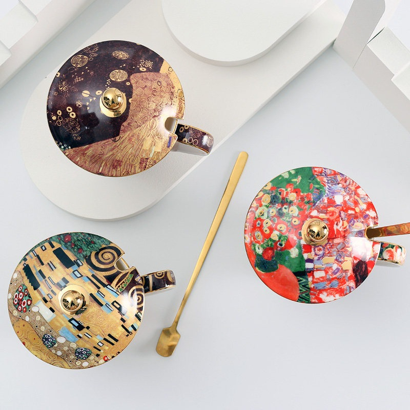 유럽풍 세라믹 머그컵 (뚜껑, 스푼 포함) 대용량 손잡 - Coffee Tea Spoon 리뷰 및 가격