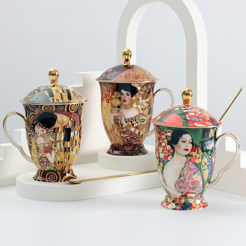 유럽풍 세라믹 머그컵 (뚜껑, 스푼 포함) 대용량 손잡 - Coffee Tea Spoon 리뷰 및 가격