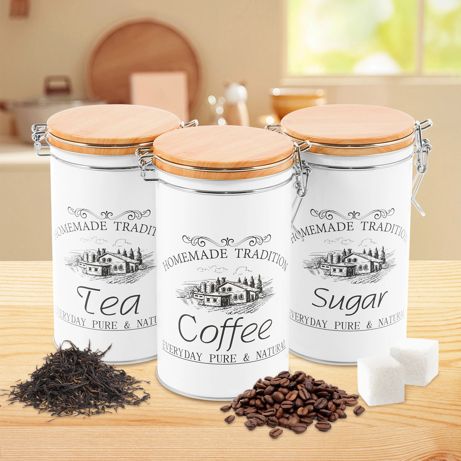 3 개/대 차 커피 설탕 용기 금속 커피 콩 저장 용기 - Coffee Tea Jar Set 리뷰 및 가격